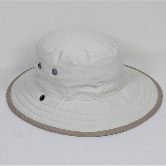 Wallaroo Explorer Sun Hat M/L Unisex White Tan Beige Neutral UV 50+ Wide Brim - Picture 1 of 7